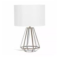 Lalia Home Transparent Triagonal Table Lamp, Brass - LHT-4009-BR - Thumbnail 1