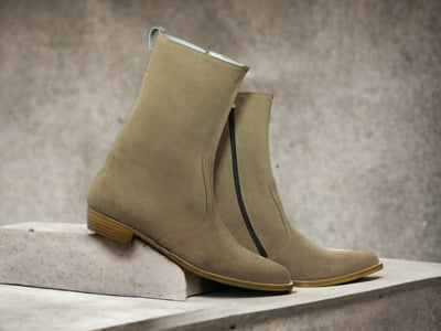 Men's Brown Suede Zipper Ankle High Handmade Fashion Boots