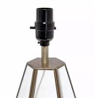 Lalia Home Transparent Triagonal Table Lamp, Brass - LHT-4009-BR - Thumbnail 6