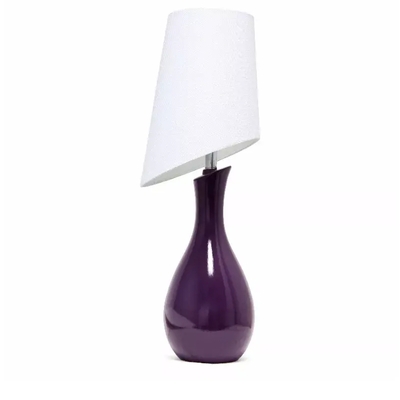 Elegant designs curved purple ceramic table lamp with asymmetrical white shade - lt1040-prp - Thumbnail 3