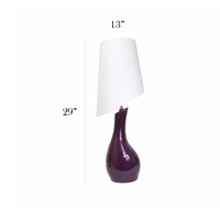 Elegant Designs Curved Purple Ceramic Table Lamp with Asymmetrical White Shade - LT1040-PRP - Thumbnail 3