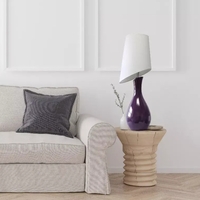Elegant Designs Curved Purple Ceramic Table Lamp with Asymmetrical White Shade - LT1040-PRP - Thumbnail 4
