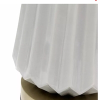 Lalia Home 25" Classic Fluted Ceramic and Metal Table Lamp with White Fabric Shade for Bedside Desk Foyer Endtable Dresser Dining Room - LHT-4007-GY - Thumbnail 1