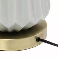 Lalia Home 25" Classic Fluted Ceramic and Metal Table Lamp with White Fabric Shade for Bedside Desk Foyer Endtable Dresser Dining Room - LHT-4007-GY - Thumbnail 2