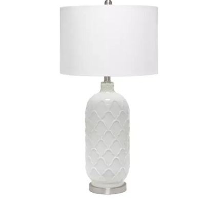 Lalia home argyle classic white table lamp with fabric shade - lht-5008-wh
