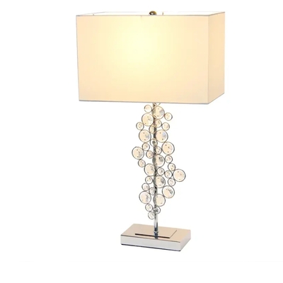 Lalia home lumiluxxe tall contemporary crystal glitz and chrome glam table lamp with white fabric rectangular shade - lht-3010-ch - Thumbnail 3