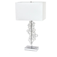 Lalia Home Lumiluxxe Tall Contemporary Crystal Glitz and Chrome Glam Table Lamp with White Fabric Rectangular Shade - LHT-3010-CH - Thumbnail 1