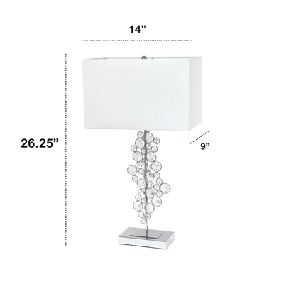 Lalia home lumiluxxe tall contemporary crystal glitz and chrome glam table lamp with white fabric rectangular shade - lht-3010-ch