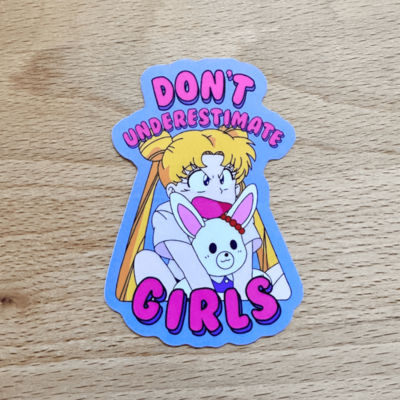 Sailor anime girl "don't underestimate girls" matte vinyl waterproof, scratch-resistant, weatherproof sticker