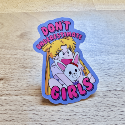 Sailor anime girl "don't underestimate girls" matte vinyl waterproof, scratch-resistant, weatherproof sticker