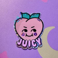 Juicy Peach Glitter Sticker - Waterproof, Kawaii Sticker - Thumbnail 1