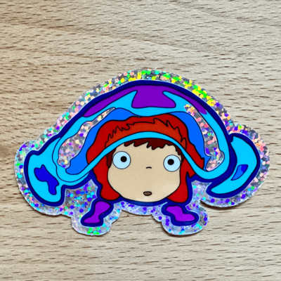 Little fishy in the sea glitter sticker - waterproof, scratch resistant, kawaii sticker