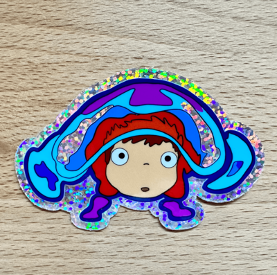 Little Fishy in The Sea Glitter Sticker - Waterproof, Scratch Resistant, Kawaii Sticker