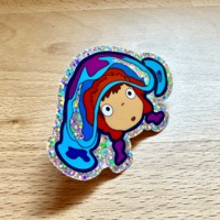 Little Fishy in The Sea Glitter Sticker - Waterproof, Scratch Resistant, Kawaii Sticker - Thumbnail 1