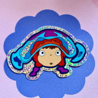 Little Fishy in The Sea Glitter Sticker - Waterproof, Scratch Resistant, Kawaii Sticker - Thumbnail 2