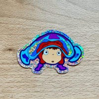 Little Fishy in The Sea Glitter Sticker - Waterproof, Scratch Resistant, Kawaii Sticker - Thumbnail 3