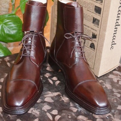 Crafted leather handmade dark brown leather jodhpur boot - Thumbnail 4