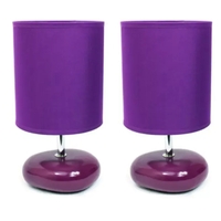 Simple Designs Stonies Small Stone Look Table Bedside Lamp (Set of 2) - LT2005-BLU-2PK - Thumbnail 1