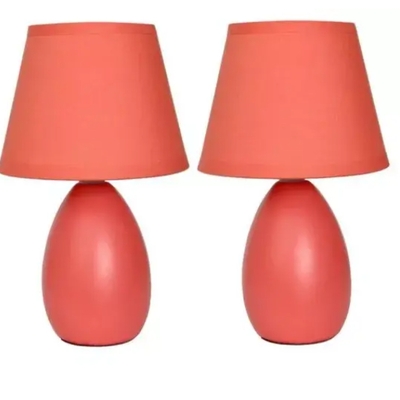 Simple designs mini egg oval ceramic table lamp 2 pack set - lt2009-prp-2pk - Thumbnail 3