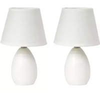 Simple Designs Mini Egg Oval Ceramic Table Lamp 2 Pack Set - LT2009-PRP-2PK - Thumbnail 1