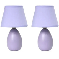 Simple Designs Mini Egg Oval Ceramic Table Lamp 2 Pack Set - LT2009-PRP-2PK - Thumbnail 2