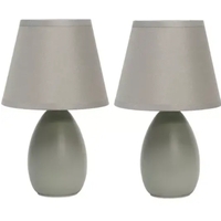 Simple Designs Mini Egg Oval Ceramic Table Lamp 2 Pack Set - LT2009-PRP-2PK - Thumbnail 3