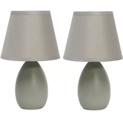 Simple designs mini egg oval ceramic table lamp 2 pack set - lt2009-prp-2pk