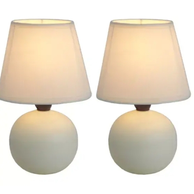 Simple designs mini ceramic globe table lamp 2 pack set - lt2008-blu-2pk - Thumbnail 2