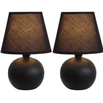 Simple designs mini ceramic globe table lamp 2 pack set - lt2008-blu-2pk