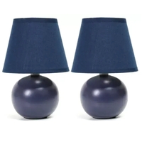 Simple Designs Mini Ceramic Globe Table Lamp 2 Pack Set - LT2008-BLU-2PK - Thumbnail 3