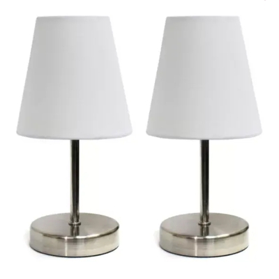 Simple designs sand nickel mini basic table lamp with fabric shade (set of 2) - lt2013-org-2pk - Thumbnail 1