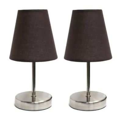 Simple designs sand nickel mini basic table lamp with fabric shade (set of 2) - lt2013-org-2pk
