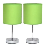 Simple Designs Chrome Mini Basic Table Lamp with Fabric Shade (Set of 2) - LT2007-PRP-2PK - Thumbnail 2