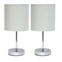 Simple Designs Chrome Mini Basic Table Lamp with Fabric Shade (Set of 2) - LT2007-PRP-2PK - Thumbnail 3