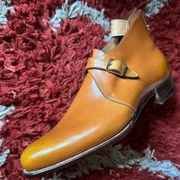 Handmade Men's Tan Brown Decent Monk Chukka Pattern Boot For Gentlemens - Thumbnail 1