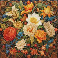 Floral Background Cross Stitch Pattern - Thumbnail 1