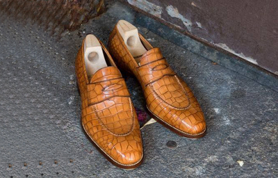 Alligator texture formal shoes slippers. Tan dress wedding party shoes for men's