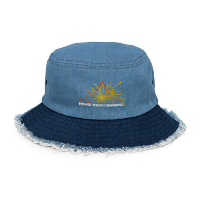 Intense youth conference distressed denim bucket hat
