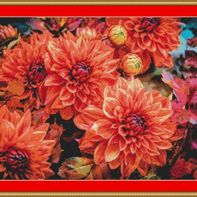 Dahlias cross stitch pattern - Thumbnail 2