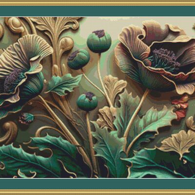 Colourful poppies cross stitch pattern