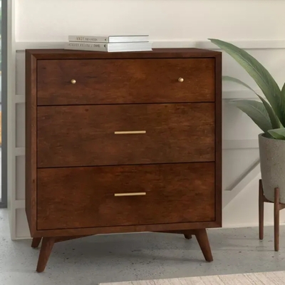 Flynn mid century modern 3 drawer small chest - 966wal-04 - Thumbnail 3