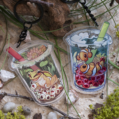 Boba waterworld keychains