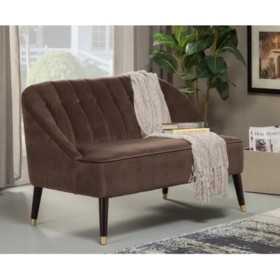 Deco brown button tufted upholstered bench - 8172-2