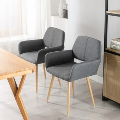 Room accent chairs fabric mid-century upholstered side seat club guest with metal legs legs. - w21256799