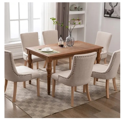 Fabric dining chairs leisure padded chairs with rubber wood legs - w21236781