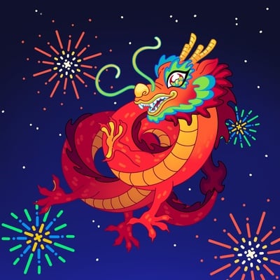 Year of the dragon lenticular