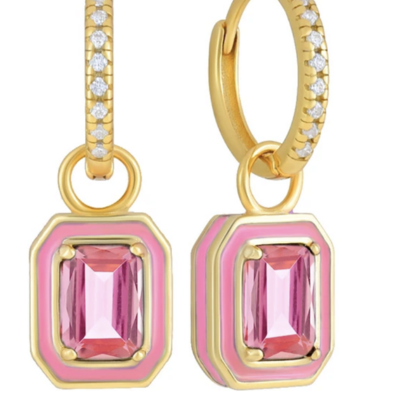 Fancy cz drop rectangular earrings