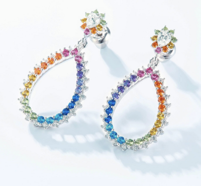 Rainbow CZ TearDrop earrings