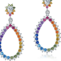 Rainbow CZ TearDrop earrings - Thumbnail 1