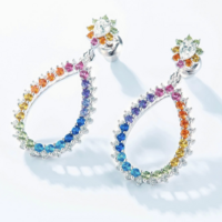Rainbow CZ TearDrop earrings - Thumbnail 3